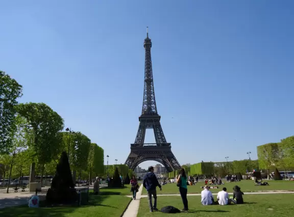 Fantastic views of the Eiffel Tower, plus a playground and carousel!
